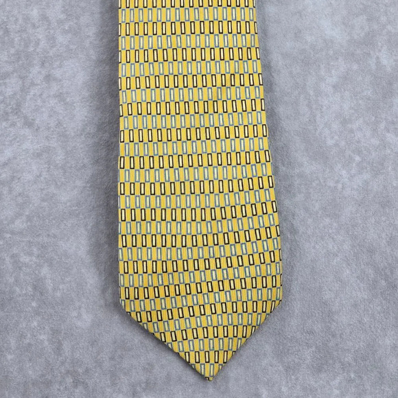 IZOD Geometric Yellow Blue Executive Corporate Silk Neck Tie Men's - Picture 1 of 6